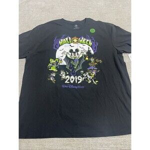 Disney Park T-Shirt Adults XXL Black Mickey Halloween 2019 Glow In The Dark